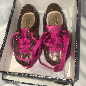 Pink and gold glitter sneakers